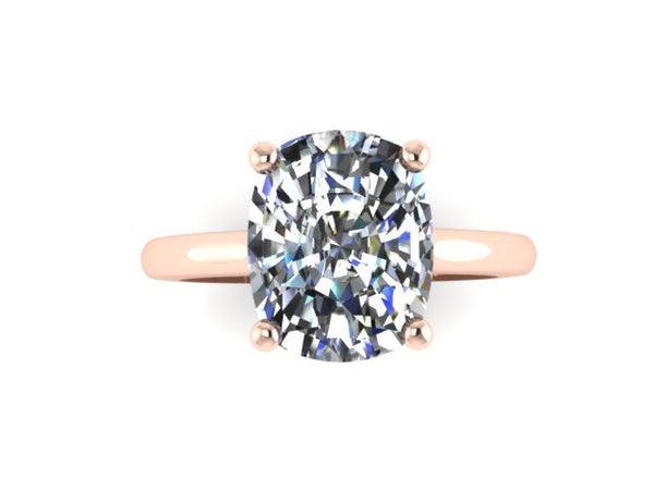 10x8mm Cushion Cut White Sapphire Engagement Ring 14K Rose, White, Black, Yellow Gold Wedding Ring Marriage Bridal Fine Jewelry Elegant Gemstone Unique Ring-V1131