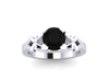 Unique Vintage Engagement Ring 6.5mm Genuine Black Diamond Center 14K Gold Diamond Wedding Ring Estate Fine Jewelry Bridal Set -V1135