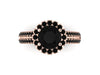 14k Black Gold Unique Engagement Ring Round 7mm Genuine Black Diamond Ctr Black Diamond Halo Double Shank Ring Custom Jewelry Gifts- V1138