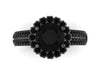 14k Black Gold Unique Engagement Ring Round 7mm Genuine Black Diamond Ctr Black Diamond Halo Double Shank Ring Custom Jewelry Gifts- V1138