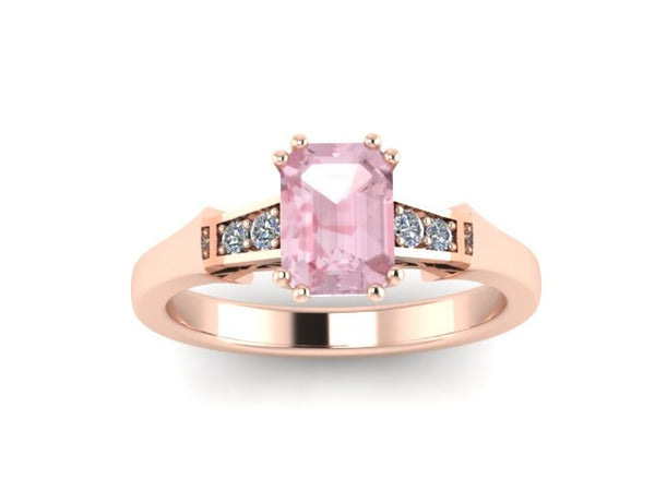 14k Rose Gold Morganite Diamond Engagement Ring Gold Wedding Ring Sparkly Engagement Ring Unique Morganite Ring Morganite Engagement -V1147