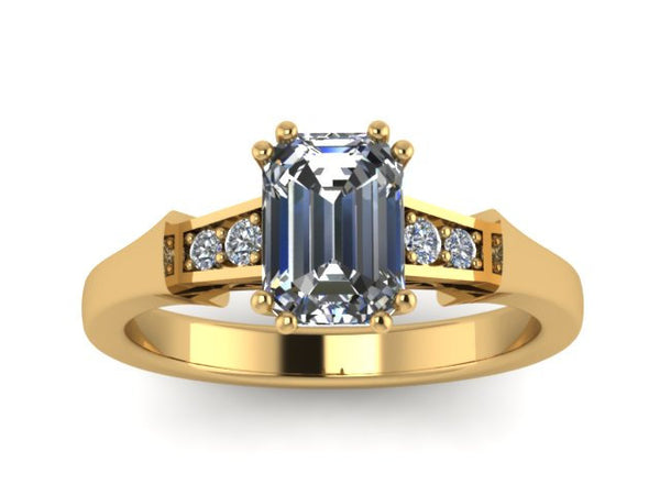 14k Yellow Gold Charles & Colvard Forever Brilliant Moissanite Diamond Engagement Ring Gold Wedding Ring Sparkly Engagement Ring Gems- V1147
