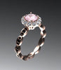 Classic Morganite Engagement Ring Bridal Ring 14K Rose Gold 6.5mm Round Cut Peachy Pink Morganite Center Gemstone Unique Engagement - V1062
