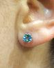 Aquamarine Stud Earrings 14K White Gold Earrings with 5mm Round Light Blue Aquamarine March Birthstone Valentine's Gifts Unique Gems - V1067