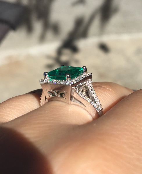Princess Cut Emerald Ring Emerald Engagement Ring Princess Cut