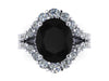 White Gold Black Diamond Engagement Ring Oval Natural Diamond Ring White Diamond Ring Jewelry Gifts For Her Etsy Unique Engagement - V1146