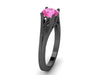 Pink Sapphire Engagement Ring Wedding Ring 14K Black Gold Unique Bridal Ring Filigree Design Fine Jewelry Chrsitmas April Birthstone - V1155