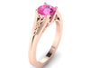 Pink Sapphire Engagement Ring Wedding Ring 14K Rose Gold Unique Bridal Ring Filigree Design Fine Jewelry Chrsitmas April Birthstone - V1155