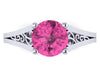 Pink Sapphire Engagement Ring Wedding Ring 14K White Gold Unique Bridal Ring Filigree Design Fine Jewelry Chrsitmas April Birthstone - V1155