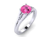 Pink Sapphire Engagement Ring Wedding Ring 14K White Gold Unique Bridal Ring Filigree Design Fine Jewelry Chrsitmas April Birthstone - V1155