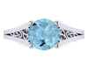 Aquamarine Engagement Ring Wedding Ring 14K White Gold Unique Bridal Ring Filigree Design Fine Jewelry Chrsitmas April Birthstone - V1155