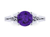 Amethyst Engagement Ring Wedding Ring 14K White Gold Unique Bridal Ring Filigree Design Fine Jewelry Chrsitmas Gift Edwardian Holiday -V1155
