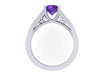 Amethyst Engagement Ring Wedding Ring 14K White Gold Unique Bridal Ring Filigree Design Fine Jewelry Chrsitmas Gift Edwardian Holiday -V1155