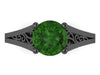 Black Gold Engagement Ring Emerald Wedding Ring 14k Unique Bridal Ring Filigree Design Fine Jewelry Chrsitmas Gift Edwardian Green -V1155