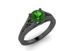 Black Gold Engagement Ring Emerald Wedding Ring 14k Unique Bridal Ring Filigree Design Fine Jewelry Chrsitmas Gift Edwardian Green -V1155
