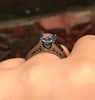 Aquamarine Engagement Ring Wedding Ring 14K Black Gold Unique Bridal Ring Filigree Design Fine Jewelry Chrsitmas April Birthstone - V1155