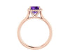 Amethyst Engagement Ring 14k Rose Gold Wedding Ring Round Unique Engagement Jewelry Classic Engagement Ring For Women Brides Gifts -V1161
