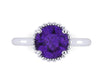 Amethyst Engagement Ring 14k White Gold Wedding Ring Round Unique Engagement Jewelry Classic Engagement Ring For Women Brides Gifts -V1161