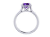 Amethyst Engagement Ring 14k White Gold Wedding Ring Round Unique Engagement Jewelry Classic Engagement Ring For Women Brides Gifts -V1161