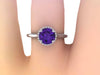 Amethyst Engagement Ring 14k White Gold Wedding Ring Round Unique Engagement Jewelry Classic Engagement Ring For Women Brides Gifts -V1161