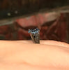 Aquamarine Engagement Ring Wedding Ring 14K Black Gold Unique Bridal Ring Filigree Design Fine Jewelry Chrsitmas April Birthstone - V1155