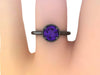 Amethyst Engagement Ring 14k Black Gold Wedding Ring Round Unique Engagement Jewelry Classic Engagement Ring For Women Brides Gifts -V1161