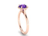 Amethyst Engagement Ring 14k Rose Gold Wedding Ring Round Unique Engagement Jewelry Classic Engagement Ring For Women Brides Gifts -V1161
