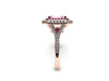 Diamond Double Halo Ring Morganite Engagement 14K Rose Gold with 8x6mm Radiant Cut Peach Morganite Natural Pink Sapphire Etsy Rings - V1061