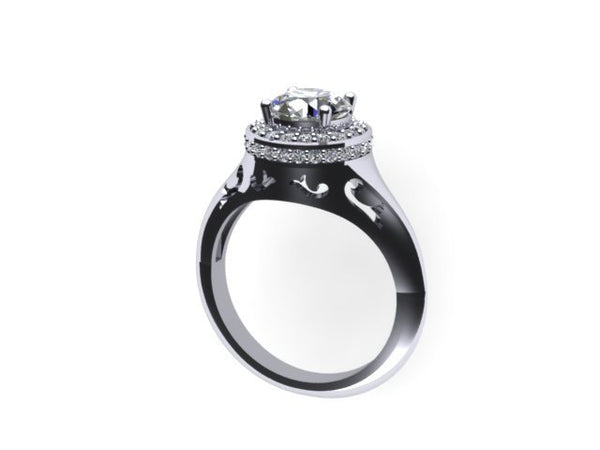 Edwardian Diamond Engagement Ring 14K White Gold Wedding Ring with 7mm Round White Sapphire Center Vintage Fine Jewelry Unique Rings - V1031