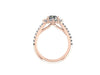 Moissanite Diamond Halo Engagement Ring 14K Rose Gold with 6.5mm Round Forever One Charles & Colvard Moissanite Center Unique Ring - V1071