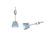 Aquamarine Stud Earrings 14K White Gold Earrings with 5mm Round Light Blue Aquamarine March Birthstone Valentine's Gifts Unique Gems - V1067