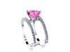 Diamond Ring Diamond Band Heart Sapphire Engagement Fine Jewellery 14K White Gold Band With Pink Heart Sapphire Center Holiday Gift  - V1084