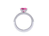 Diamond Ring Diamond Band Heart Sapphire Engagement Fine Jewellery 14K White Gold Band With Pink Heart Sapphire Center Holiday Gift  - V1084