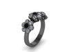 Black and White Diamond Band Flower Design Band 14K Black Gold Flower Ring Etsy Fine Jewelry Natural Black Diamond Ring Unique Bands - V1088