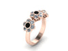 Black and White Diamond Band Flower Design Band 14K Rose Gold Flower Ring Women's Jewelry Floral Valentine's Gift Fine Jewelry - V1088