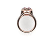 Black and White Diamond Engagement Ring 14K Rose Gold with 10x8mm Pear Shape Morganite Center Unique Engagement Ring Original Gems- V1089