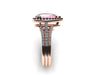 Black and White Diamond Engagement Ring 14K Rose Gold with 10x8mm Pear Shape Morganite Center Unique Engagement Ring Original Gems- V1089