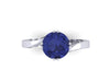 Elegance Collection Engagement Ring in 14K White Gold Wedding Ring with 7mm Round Blue Sapphire Center  Unique Fine Jewelry Gemstones- V1093