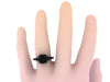 Black Diamond Engagement Ring Gemstone 14K Black Gold Ring Cushion Halo with Black Diamonds and 6.5mmt Round Black Diamond Center - V1025