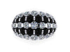 Black and White Diamond Cocktail Ring Diamond Band 14K White Gold Ring Anniversary Ring Statement Ring Unique Bridal Jewelry Gifts - V1104