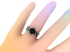 White Gold Engagement Black Diamond Engagement Ring Wedding Ring Custom Made Ring 14K White Gold with 8mm Round Black Diamond Center - V1106
