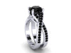 White Gold Engagement Black Diamond Engagement Ring Wedding Ring Custom Made Ring 14K White Gold with 8mm Round Black Diamond Center - V1106