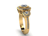 Art Deco Diamond Engagement Ring Wedding Ring 14K Yellow Gold Ring With 6mm Forever One Moissanite Center Unique Bridal Set Unique - V1111