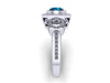 Art Deco 6mm London Blue Topaz Natural Diamond Engagement Ring Vintage Wedding Three Stone Ring 14K White Gold Fine Jewelry Ring - V1111