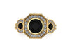 Art Deco Engagement Ring Natural Black Diamond Center White Diamonds Vintage  Three Stone Ring 14K Yellow Gold Fine Jewelry Gemstones -V1111