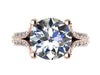 14K Rose Gold Engagement Ring Diamond Split Shank Classic Engagement Ring With 8mm Forever One  Moissanite Center Celebrity - V1117