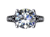 14K White Gold Engagement Ring Split Shank Natural Black Diamond Classic Engagement Ring With 8mm Moissanite Center Celebrity Style - V1117