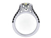 14K White Gold Engagement Ring Split Shank Natural Black Diamond Classic Engagement Ring With 8mm Moissanite Center Celebrity Style - V1117