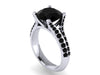 14K White Gold Engagement Ring Split Shank Natural Black Diamond Classic Engagement Ring With 8mm Natural Diamond Center Celebrity - V1117
