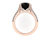 14K Rose Gold Engagement Ring Split Shank Natural Black Diamond Classic Engagement Ring With 8mm Natural Diamond Center Celebrity - V1117